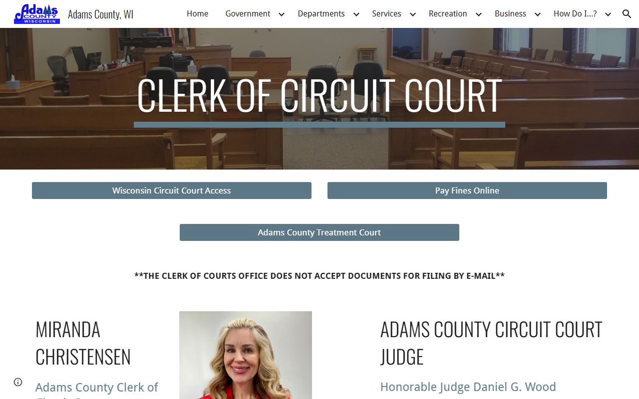 Adams County court records Clerk of Circuit Court page